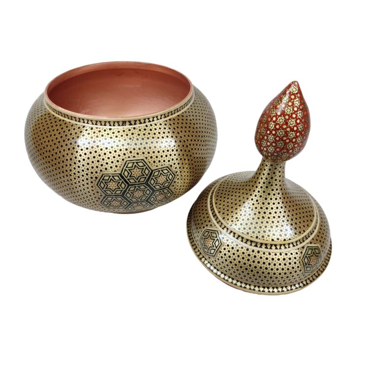 Three-Piece Khatamkari Vase and Chocolate Bowl Copper Set Code 01 view 4