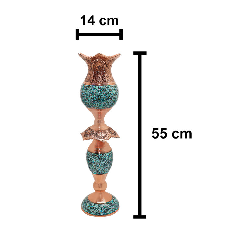 Three-piece Turquoise Inlaying (FiroozehKoobi) Mirror and Candlestick Set Model Laleh Code 555755 view 7