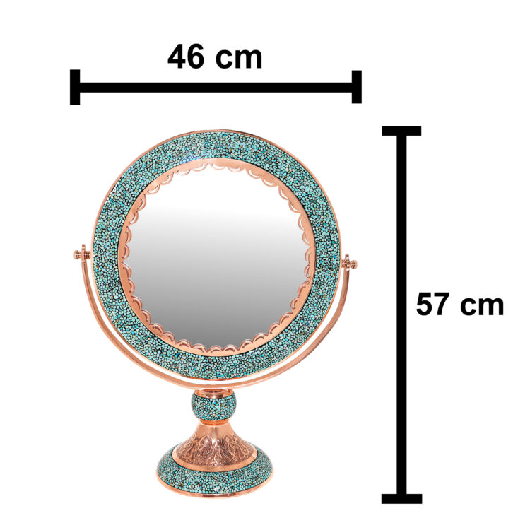 Three-piece Turquoise Inlaying (FiroozehKoobi) Mirror and Candlestick Set Model Laleh Code 555755 view 8