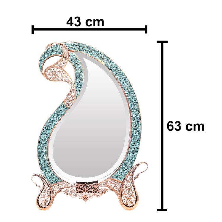 Three-piece Turquoise Inlaying (FiroozehKoobi) Mirror and Candlestick Set Model Magnificent-Art view 8