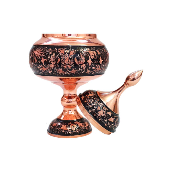 Three-Piece Vase and Chocolate Dish Set, Diamond Cut, Floral and Bird Design Code 25-3 view 2