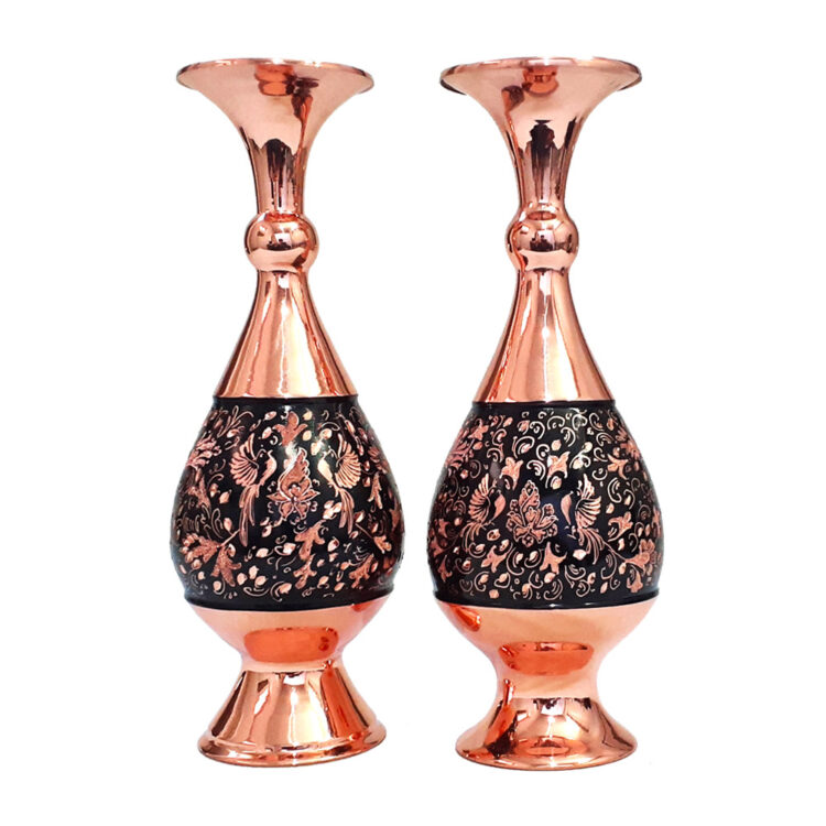 Three-Piece Vase and Chocolate Dish Set, Diamond Cut, Floral and Bird Design Code 25-3 view 4