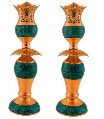 Turquoise Inlaying (FiroozehKoobi) Candlestick Model HF207 Set of 2 view 1