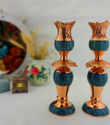 Turquoise Inlaying (FiroozehKoobi) Candlestick Model HF207 Set of 2 view 2