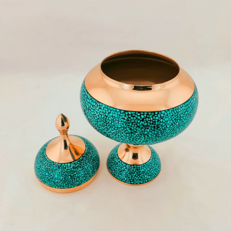 Turquoise Inlaying (FiroozehKoobi) Candy Bowl Model HF159 view 2