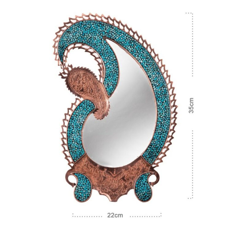 Turquoise Inlaying (FiroozehKoobi) Mirror Model HF108 Boteh Jeghe Design view 2