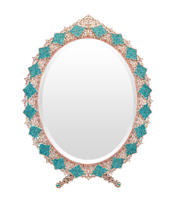 Turquoise Inlaying (FiroozehKoobi) Mirror Model Silver Pen Code Magnificent-Art view 1