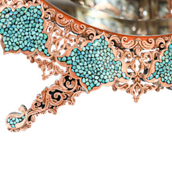 Turquoise Inlaying (FiroozehKoobi) Mirror Model Silver Pen Code Magnificent-Art view 2