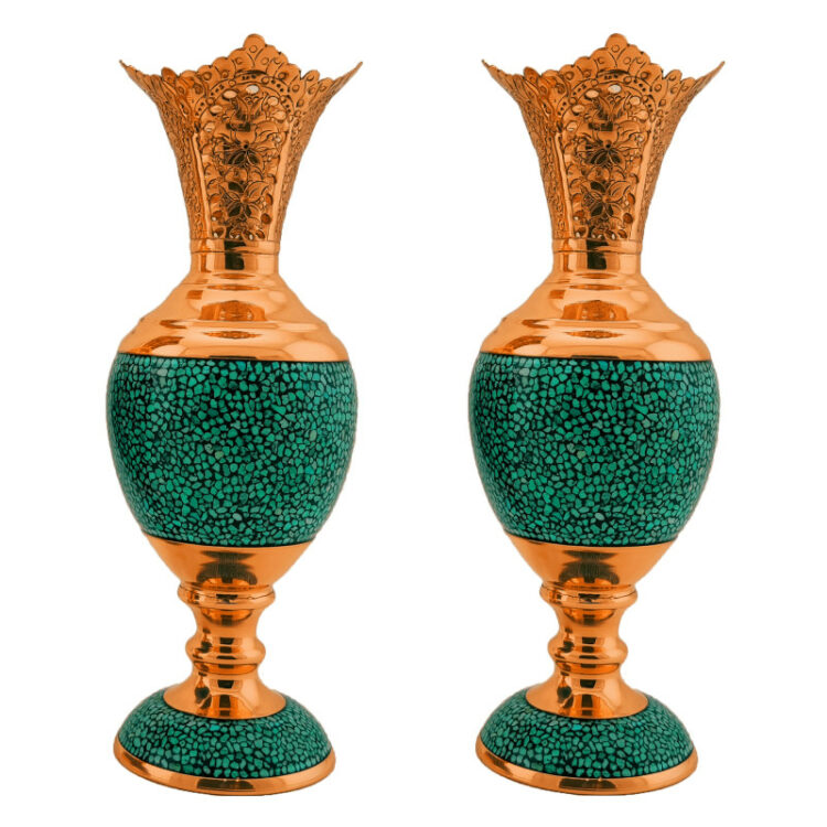 Turquoise Inlaying (FiroozehKoobi) Senboldan Model HF142 Set of 2 view 1