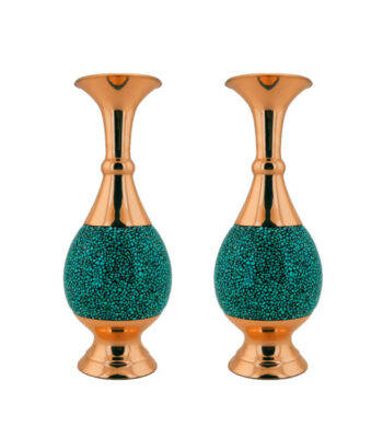 Turquoise Inlaying (FiroozehKoobi) Vase Model HF192 Set of 2 view 1