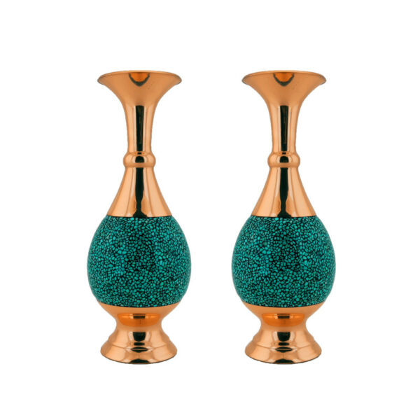 Turquoise Inlaying (FiroozehKoobi) Vase Model HF192 Set of 2 view 1