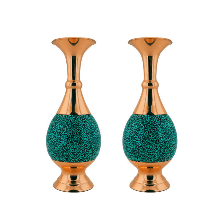 Turquoise Inlaying (FiroozehKoobi) Vase Model HF192 Set of 2 view 1