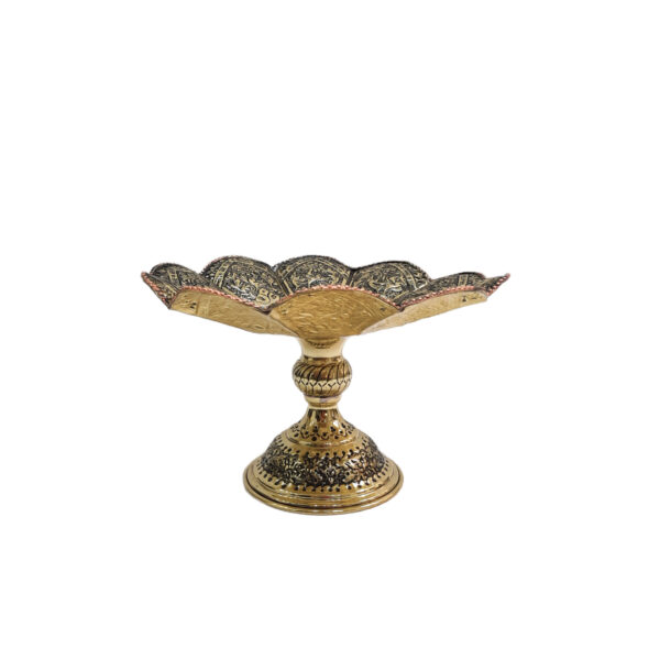 Two-Tier Engraved Stand Chocolate Bowl with Flower and Bird Design view 5