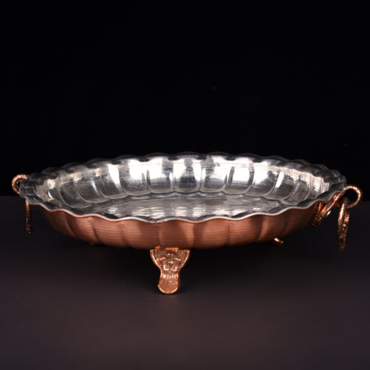 Zanjan Short Pedestal Copper Tray Code 25 view 2